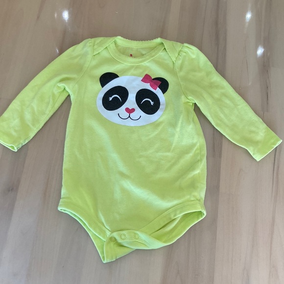 Circo One Pieces Circo 9 Month Bodysuit Long Sleeve Panda Lime Green Poshmark